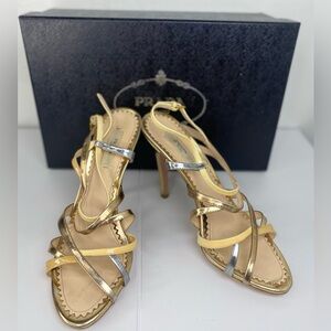 Prada Metallic Gold and Silver Heels